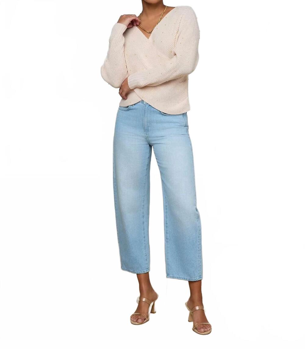 NEW L'AGENCE antonella crossover sweater in soft blush